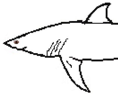 great white shark head in black and white pixels