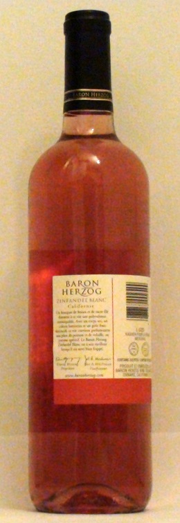Baron Herzog - White Zinfandel 2013 - rear label